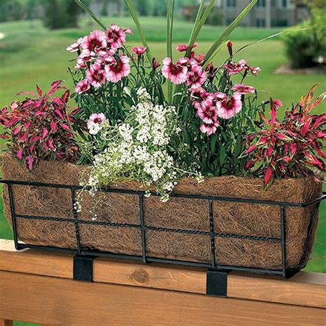 planter box for metal railing|flower baskets for railings.